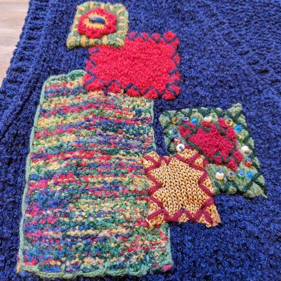 Koret City Blues Knit Vest Zip Front Embellished Patches Embroidery Sweater Vest - Picture 3 of 10